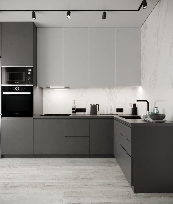 Dark grey kitchen cabinets